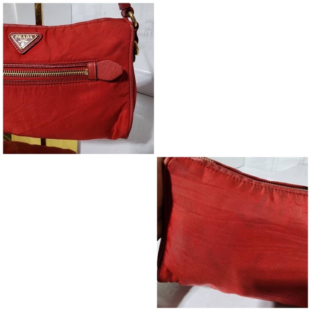 Authentic PRADA Tessuto Nylon Small Shoulder Bag Red - Picture 8 of 15